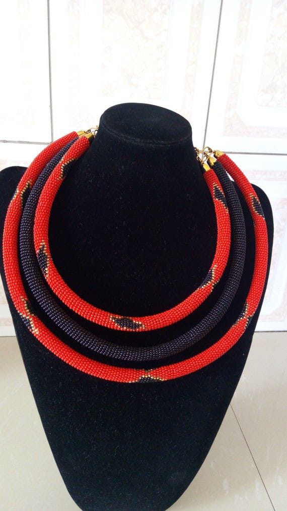 Three in one Beaded necklace; African Maasai necklace
