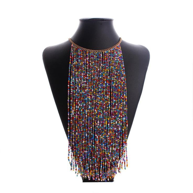 Multicolor beaded necklace; African necklace; Zulu Maasai necklace