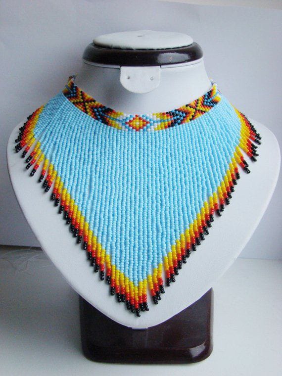 Multicolor choker beaded necklace; Savannah
