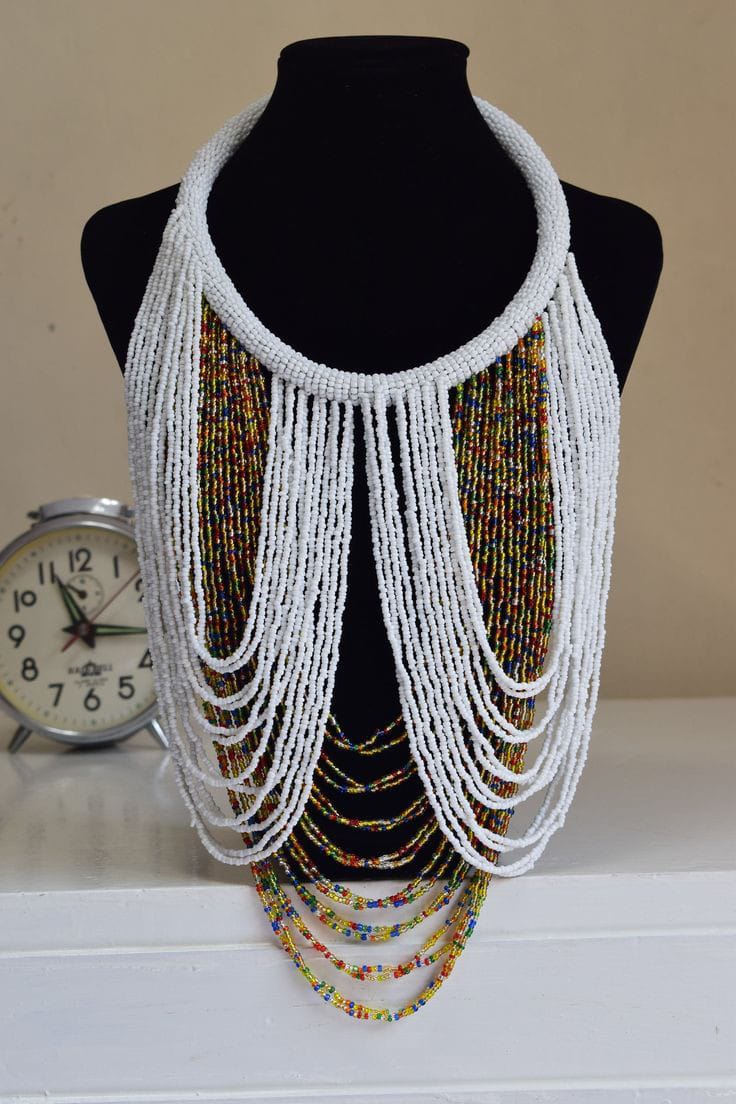 Multiple fall beaded necklace