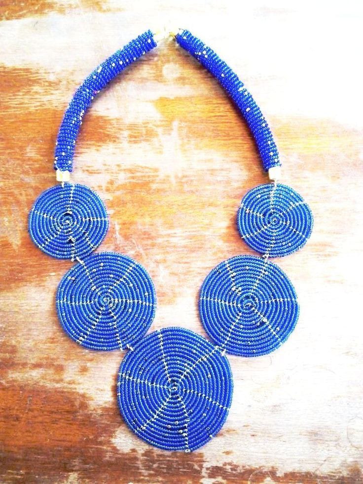 Blue necklace; multiple pendant necklace