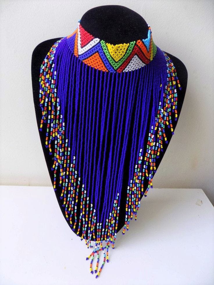 Choker waterfall beaded Zulu necklace
