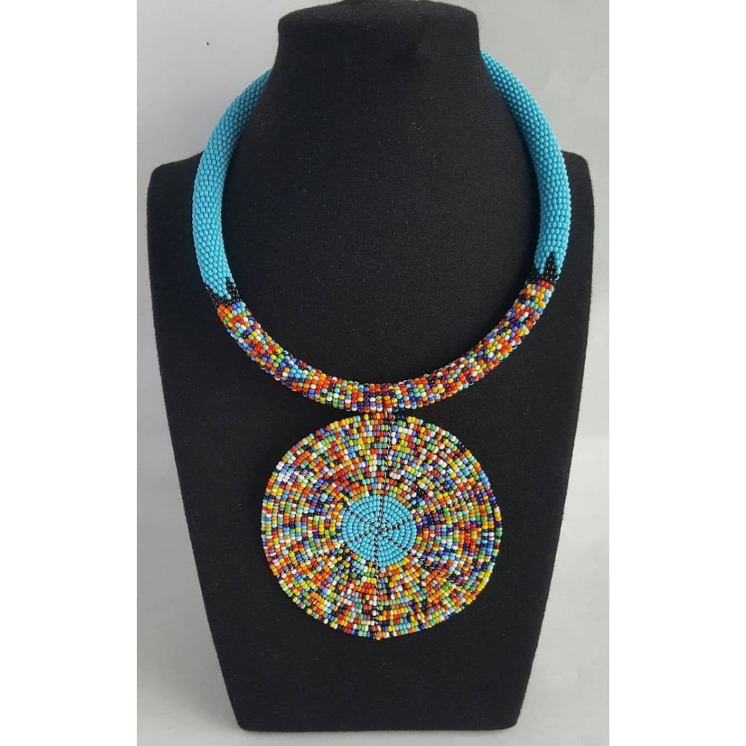 Colorful chapati pendant necklace