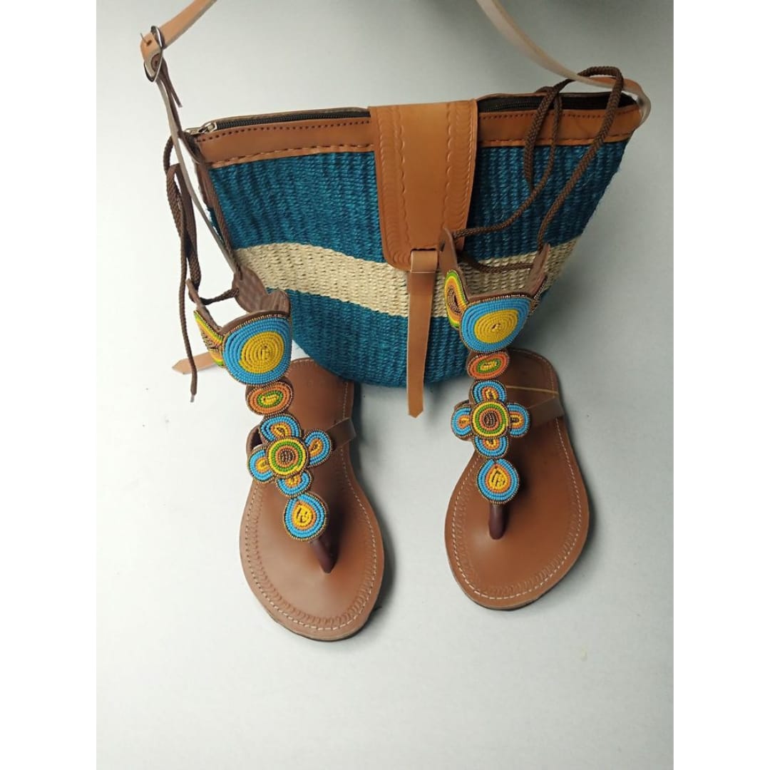 Woven sisal bag and matching sandals