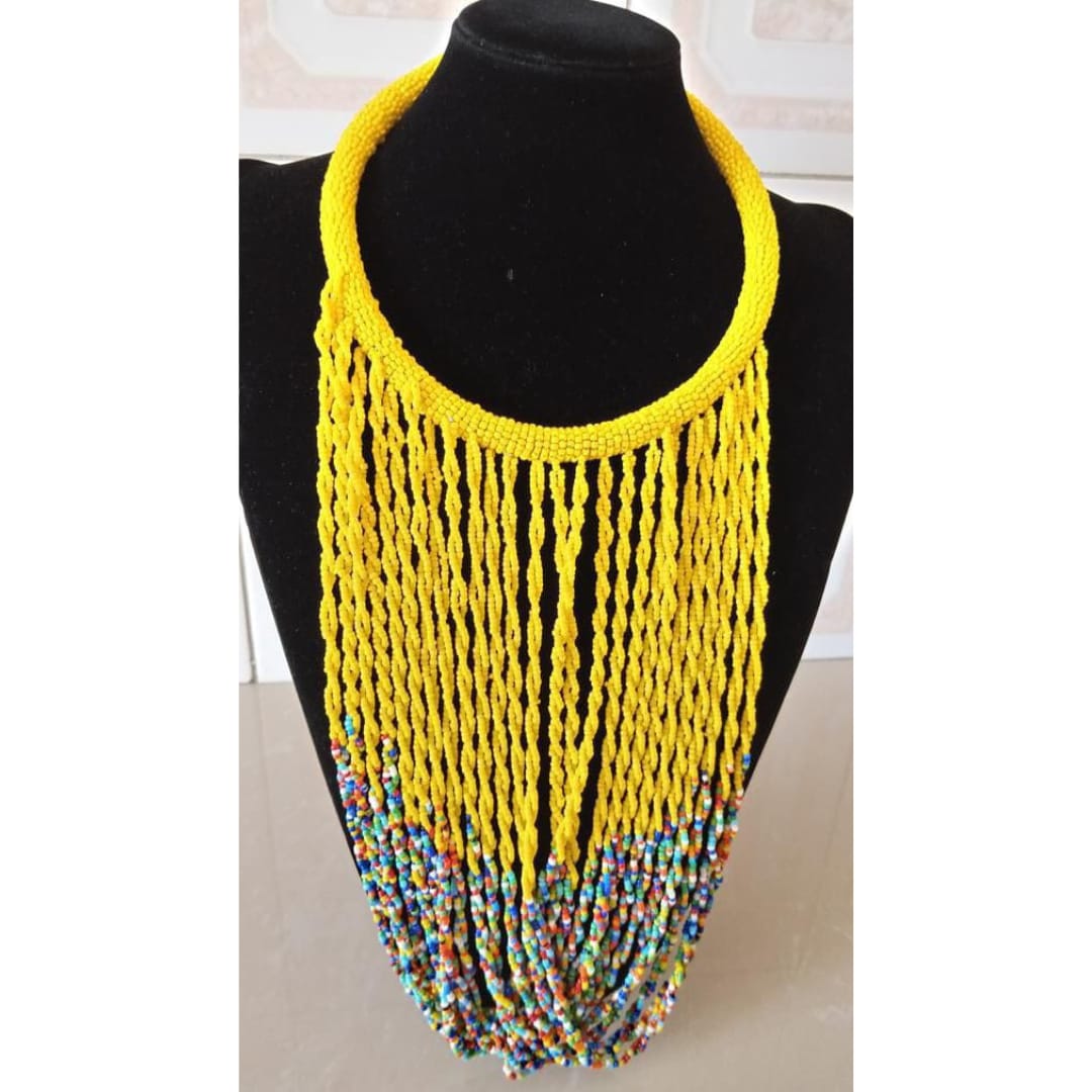 Yellow waterfall loop necklace