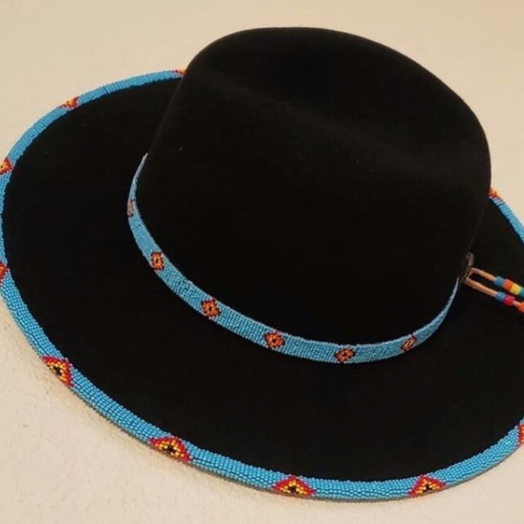 Fedora hat with beaded decoration