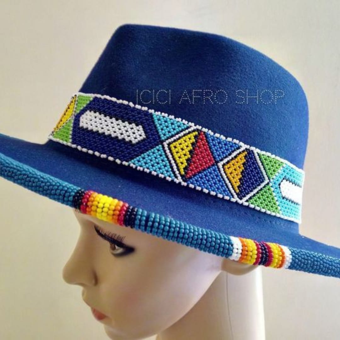 Fedora hat with beaded decoration