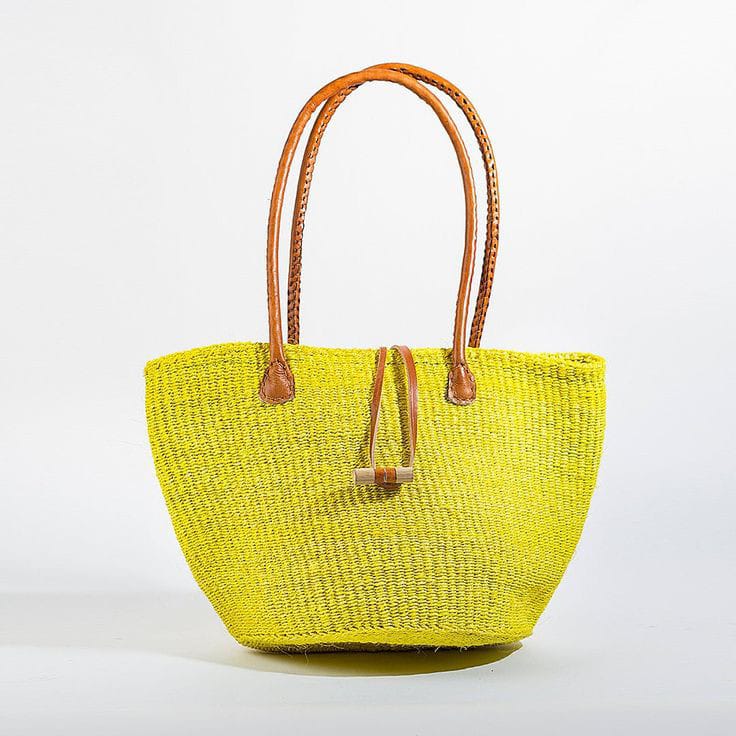Vibrant Yellow Hand-Woven Sisal Everyday Bag